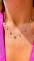 Colar Corações Cravejados Pendurados Cristal Peridoto, Topázio, Turmalina Rosa 50CM - Prata 925