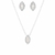 Imagem do Conjunto Cristal Diamond Pink Zircônias Branca Mini Ponto de Luz Navete (BRINCO + COLAR) - Prata 925