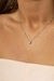 Conjunto Cristal Diamond Pink Zircônias Branca Mini Ponto de Luz Navete (BRINCO + COLAR) - Prata 925