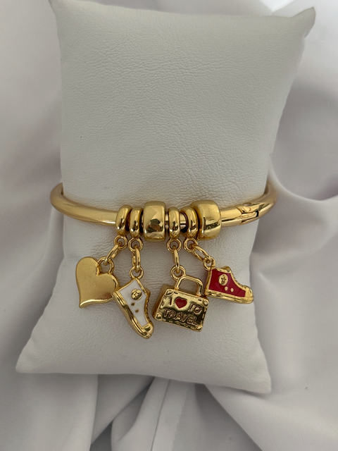 Bracelete berloques verniz italiano
