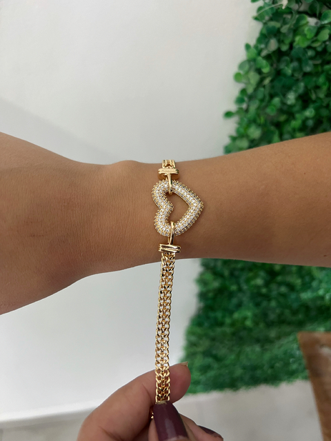 Pulseira banhada coração