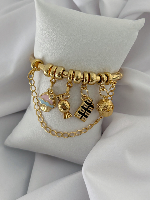 Bracelete berloques verniz italiano