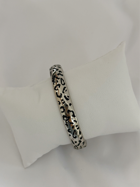 bracelete onça níquel verniz italiano