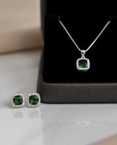 colar verde na prata 925 (Ref.: 2024157)