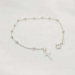 Pulseira bolinhas e penduricalho de coração Prata 925 (Ref.: 2024052) - Antônia Semijoias