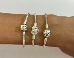 Pulseira para berloques fecho coração cravejado em microzircônias Prata 925 (Ref.: 20240120)