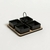 Set x 4 copetineros de porcelana negra con base de bamboo 20 x 20 cm