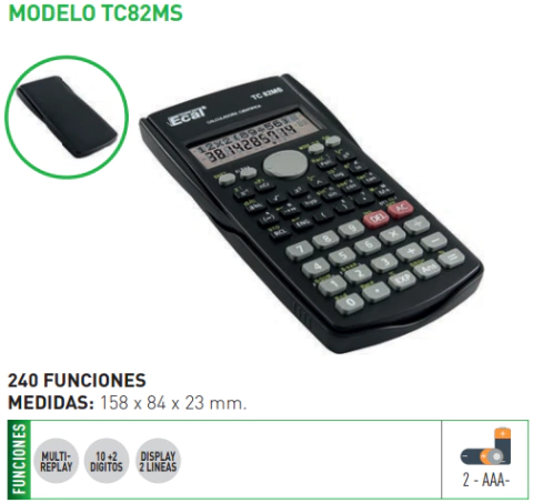 Calculadora cintifica Ecal TC82MS