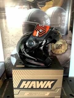 CASCO HAWK RS5 DOBLE VISOR NEGRO BRILLANTE + GUANTES DE REGALO