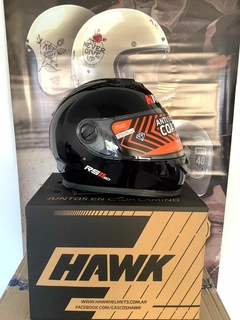 CASCO HAWK RS11 DOBLE VISOR NEGRO BRILLANTE + GUANTES DE REGALO
