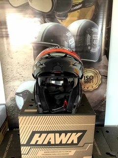 CASCO HAWK RS5 DOBLE VISOR NEGRO BRILLANTE + GUANTES DE REGALO - comprar online