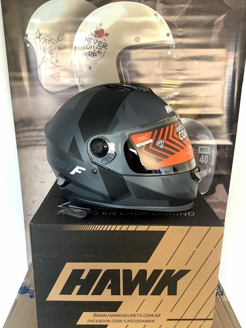 CASCO HAWK RS1 FULL NEGRO/GRIS + GUANTES DE REGALO