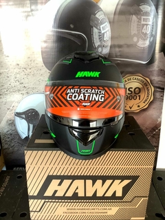 CASCO HAWK RS1 ALPHA NEGRO/VERDE + GUANTES DE REGALO - AFSTORE