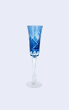 TAÇA DE VIDRO AZUL LAPIDADA na internet