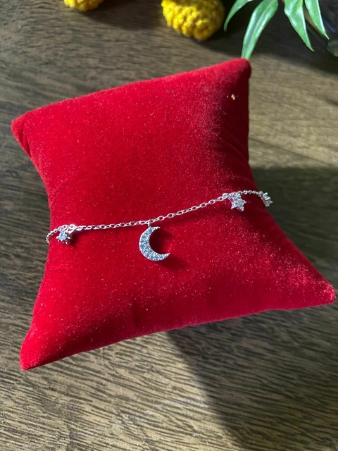 Pulseira lisa Lap Lua E Estrelas Penduradas