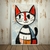 Imagem do Quadro Decorativo Gato Ilustrado em Estilo Artístico Colorido