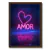 Quadro Decorativo Neon AMOR com Coração Rosa