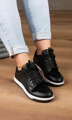 Tênis casual preto c/gliter