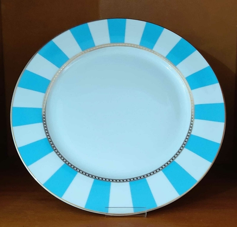 Prato de Porcelana Raso -Azul Candy 27cm (Unidade)