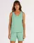 Pijama Regata com Bermuda Verde Florido