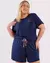 Pijama Feminino Manga Curta com Shorts Plus Size