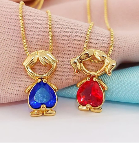 Colar Menino(a) coração zircônia