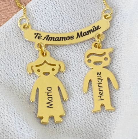 Colar Canga simples com pingente de criança com nome