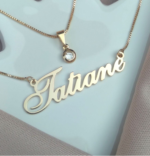 Colar Duplo de Nome Simples e ponto de Luz