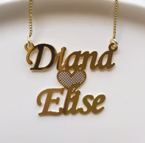 Colar Nome Duplo com acessório simples