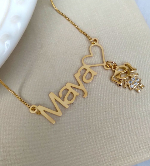 Colar Nome Simples com adereço fixo e criança