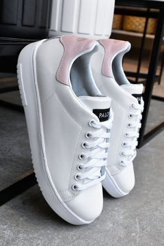 Zapatilla Ginko Blanca con Talonera Rosa - Art. 1652