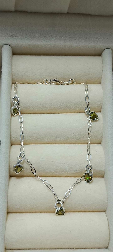Pulseira zircônia coração esverdeado