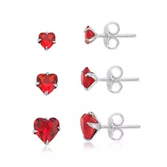 Trio de Brinco corações vermelho