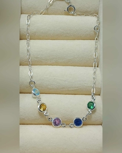 Pulseira zircônia bolinha colorida
