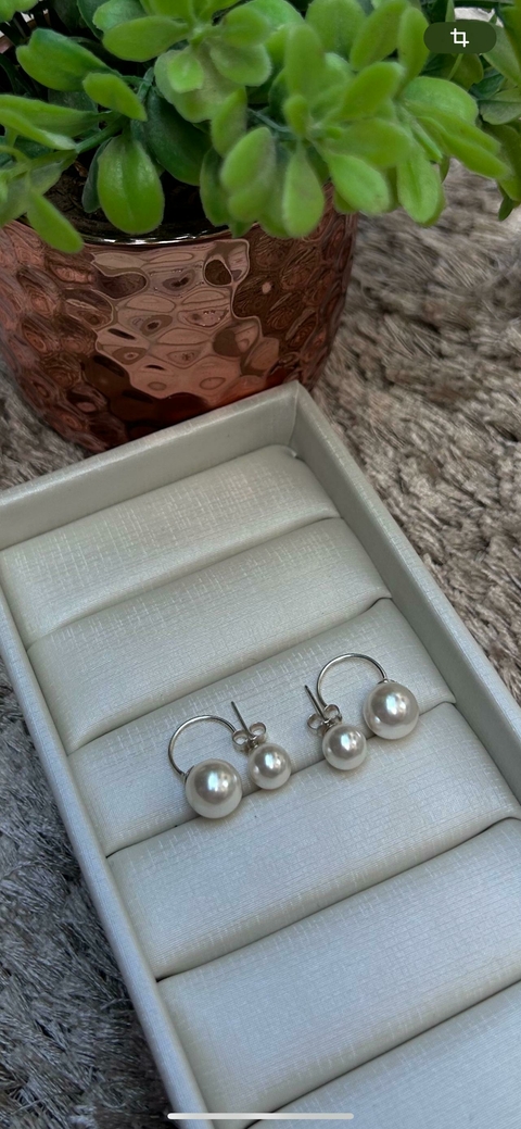 Brinco duplo pérola