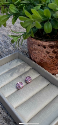 Brinco Bola Rosa brilhante