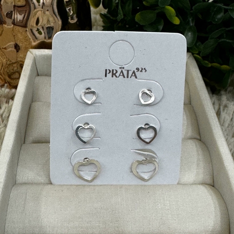 Trio coração vazado