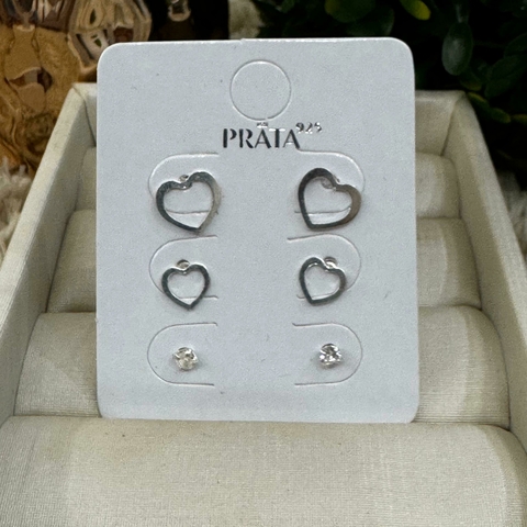 Trio coração vazado e ponto de luz