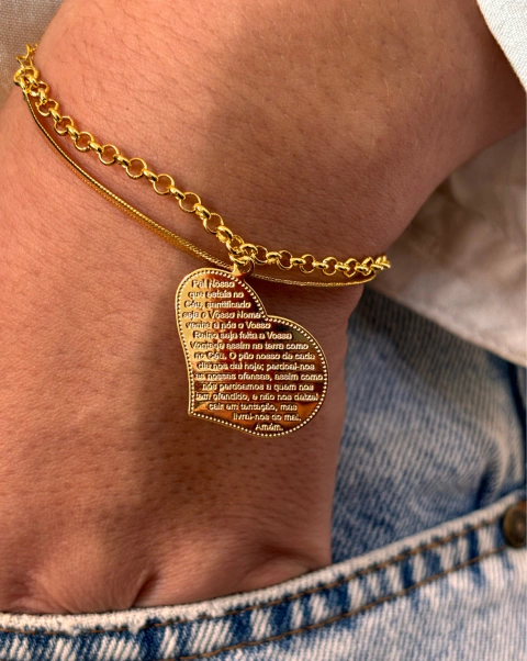 Pulseira dupla corrente Pai Nosso