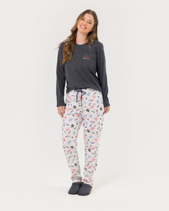 Pijama Adulto Feminino Manga Longa Cinema - comprar online
