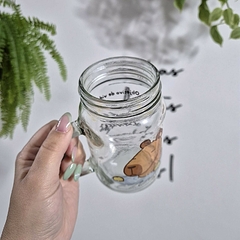 Mason jar copo com canudo de boas igual uma capivara na internet