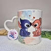 Caneca alça coração Stitch e Angel