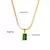 Dieyuro 316l aço inoxidável quadrado verde cristal zircão colar brincos