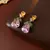 Colorido zircão flores gota de água brincos pingente colar feminino charme - loja online