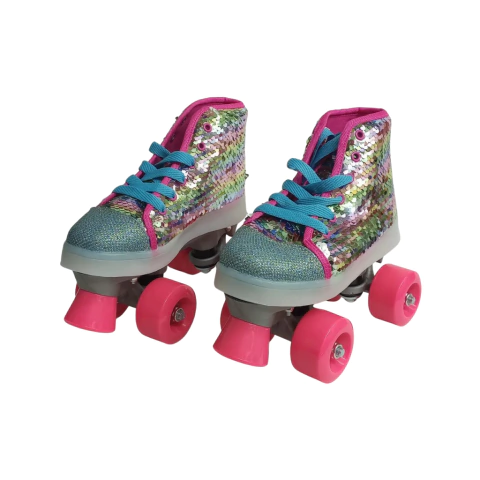 PATINES BOTA TIPO ZAPATILLA CON LENTEJUELAS REVERSIBLES Y LUZ TALLE 28/30/32 - comprar online