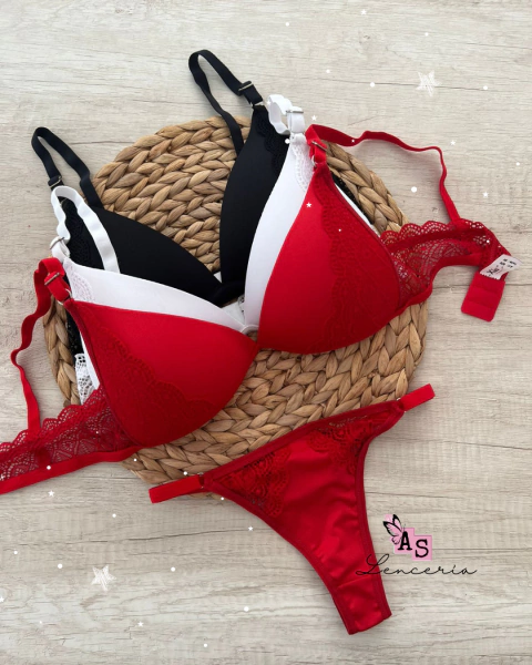 Conjunto de microfibra y puntilla + colaless regulable