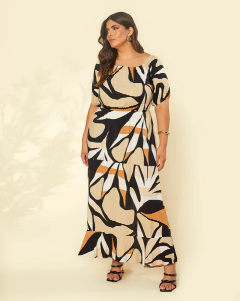 Vestido Plus Size Ciganinha Em Viscose