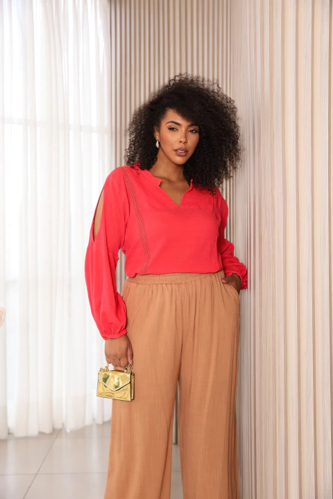 Blusa Plus size manga longa