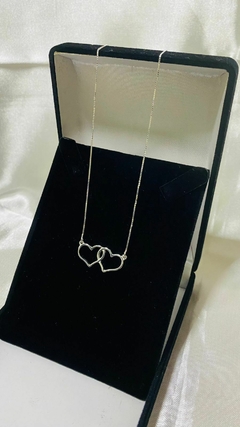 Colar Corações Vazados 45cm - Prata 925 na internet