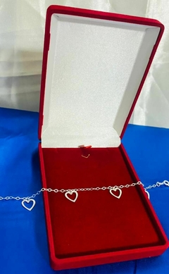 Pulseira Corações Vazados 19cm - Prata 925 na internet